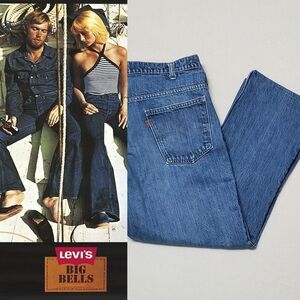 VINTAGE 70s Levi's 646 Orange Tab High Rise Cropped Flare Bell Bottom Jeans